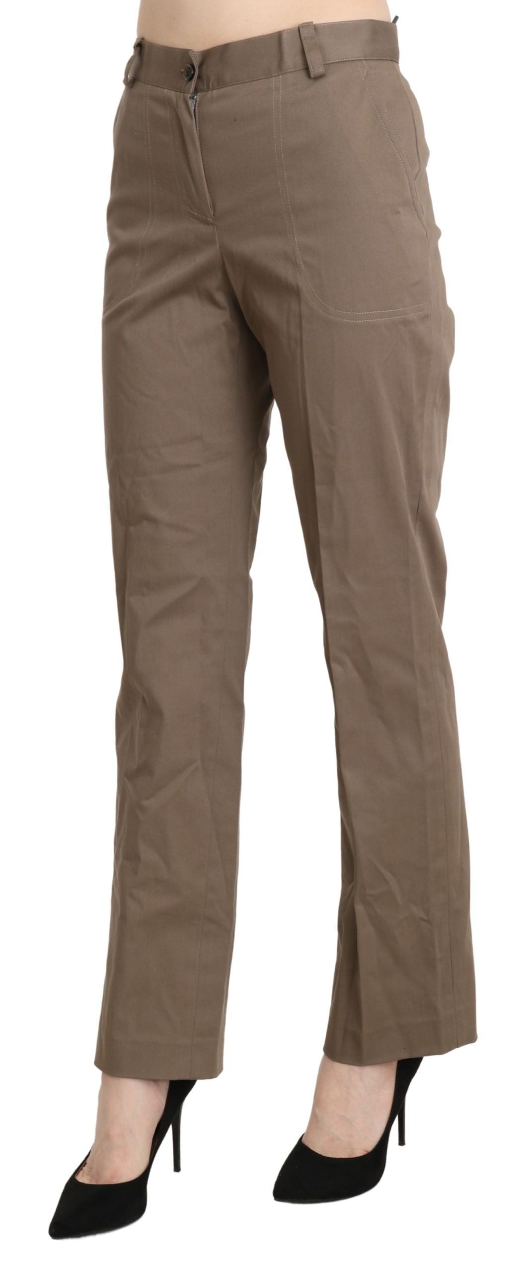 BENCIVENGA Brown High-Waisted Straight Dress Pants