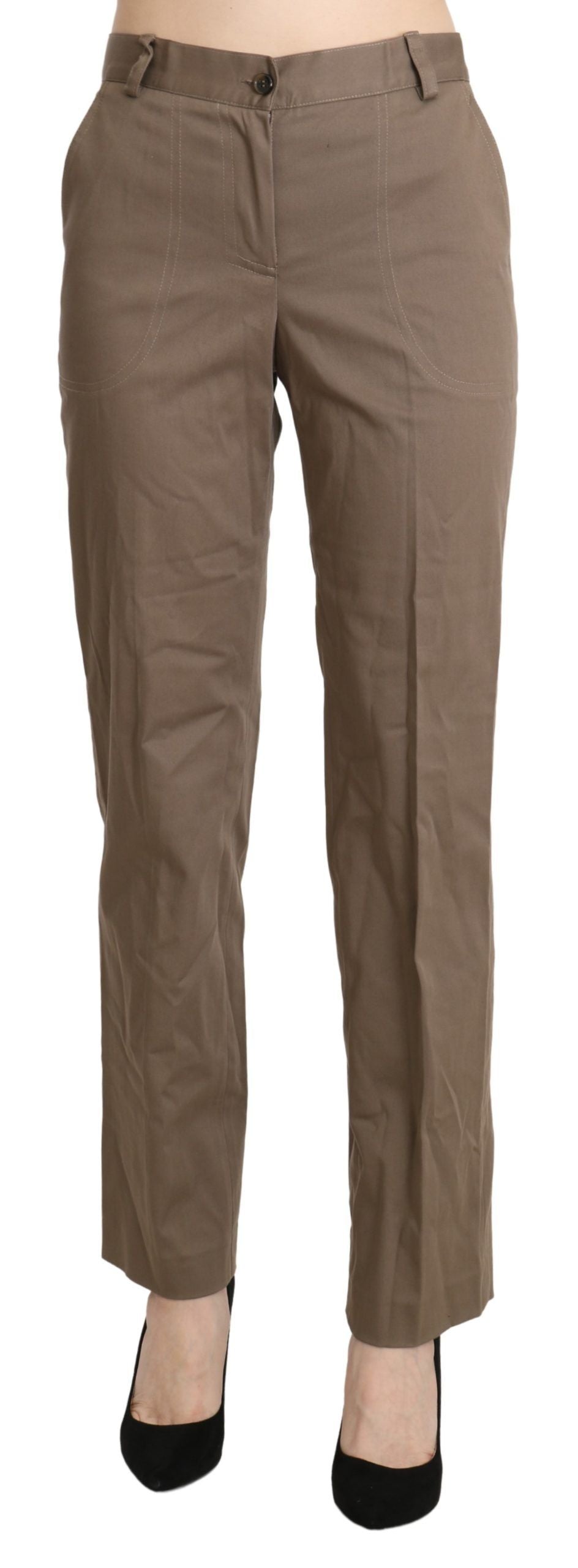 BENCIVENGA Brown High-Waisted Straight Dress Pants