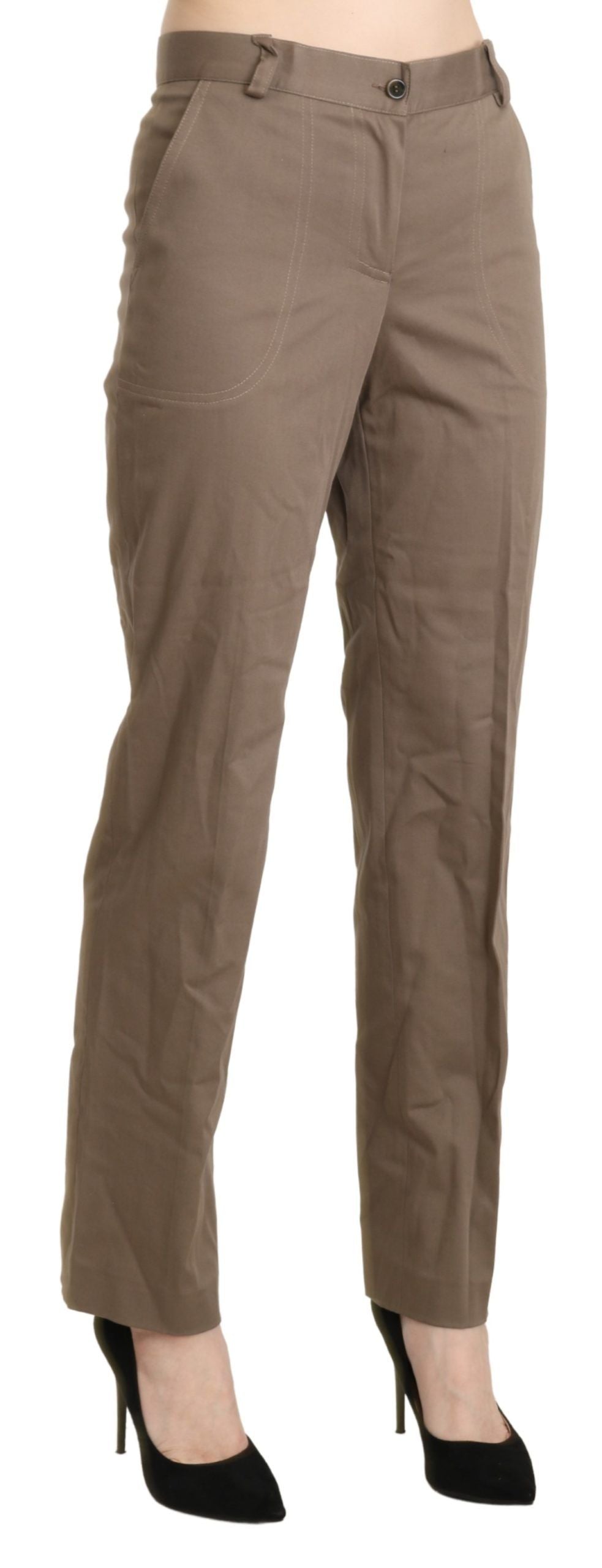 BENCIVENGA Brown High-Waisted Straight Dress Pants