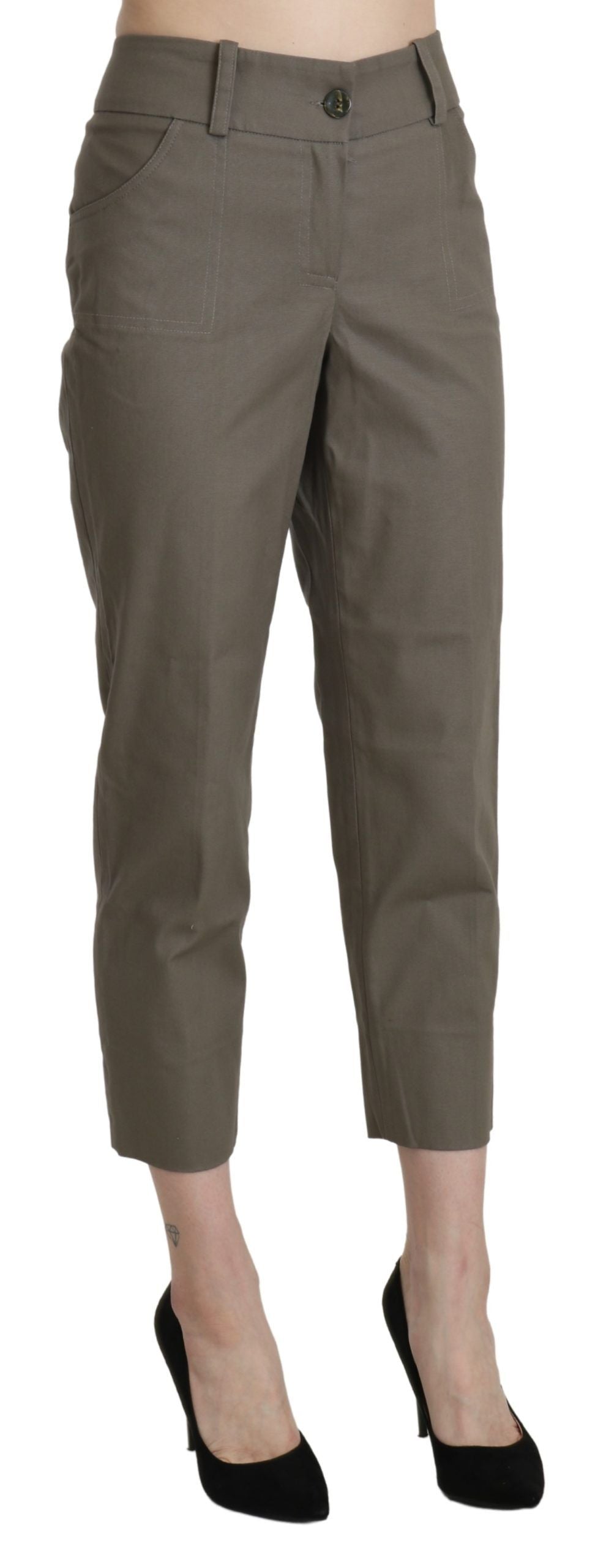 BENCIVENGA Grey High-Waisted High-Rise Trousers