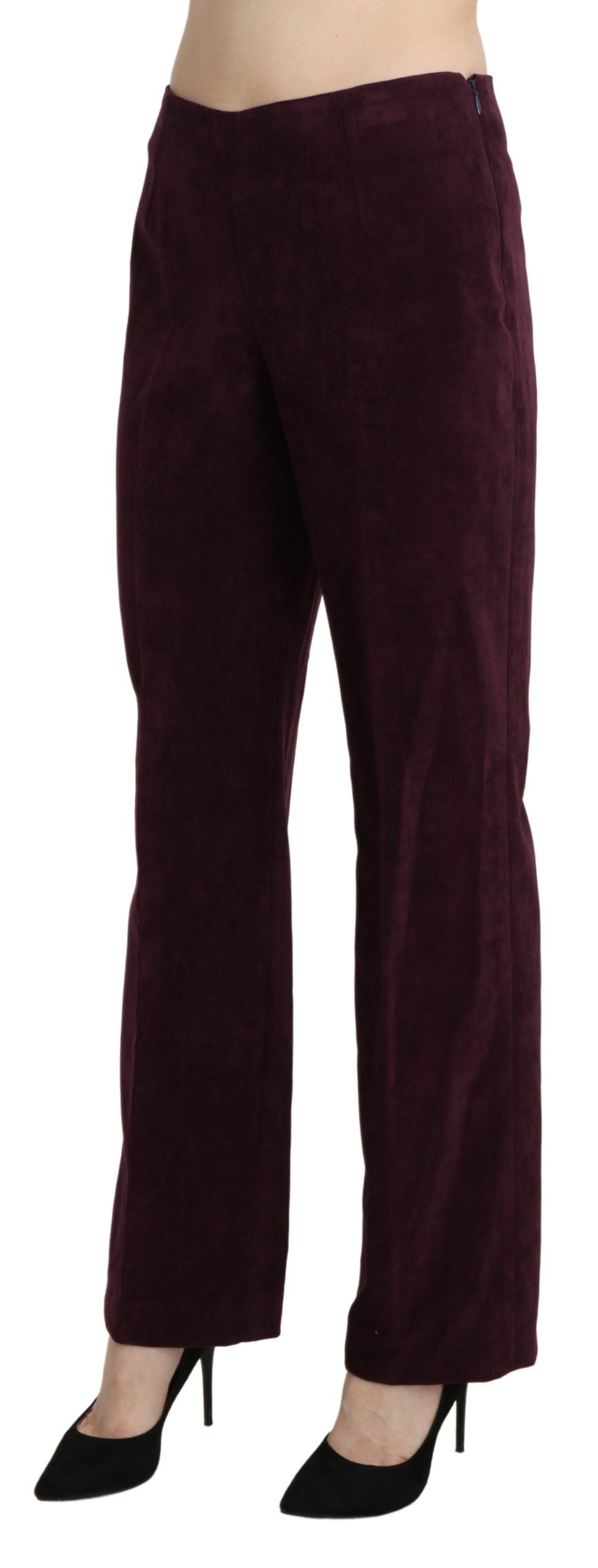 BENCIVENGA Lila Wildlederhose mit hoher Taille und gerader Hose