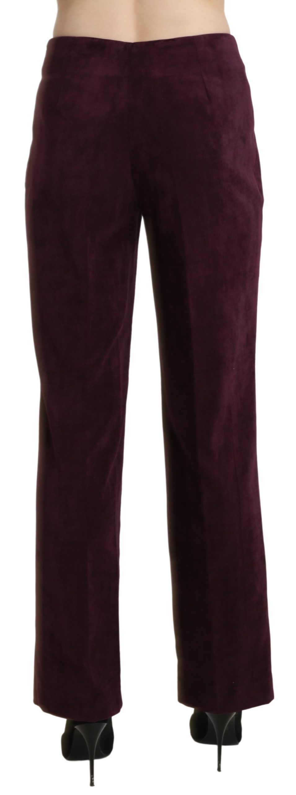 BENCIVENGA Lila Wildlederhose mit hoher Taille und gerader Hose