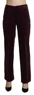 BENCIVENGA Lila Wildlederhose mit hoher Taille und gerader Hose