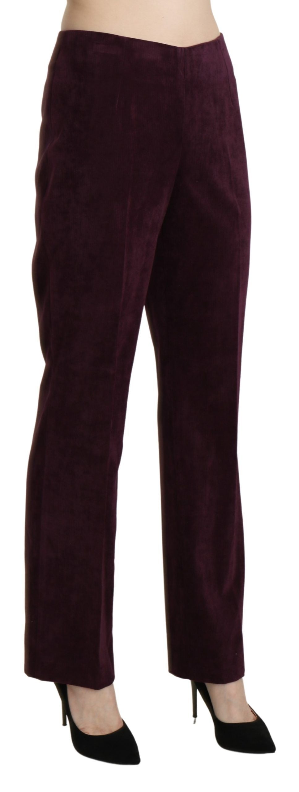 BENCIVENGA Lila Wildlederhose mit hoher Taille und gerader Hose