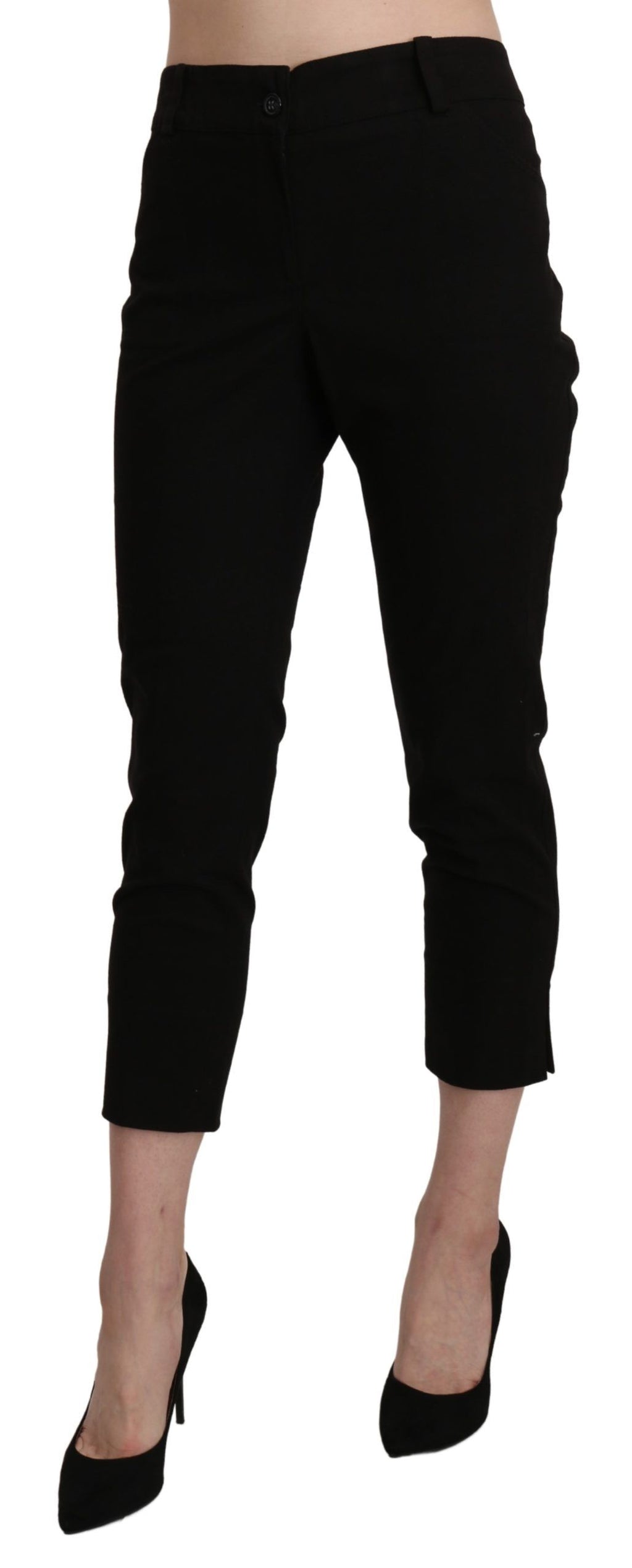 BENCIVENGA Black High Waist Skinny Cropped Dress Pants Trousers