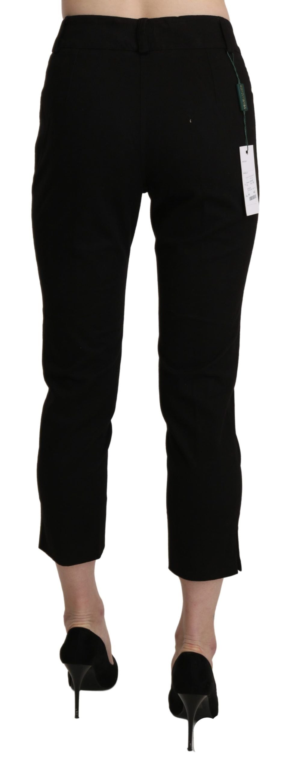 BENCIVENGA Black High Waist Skinny Cropped Dress Pants Trousers