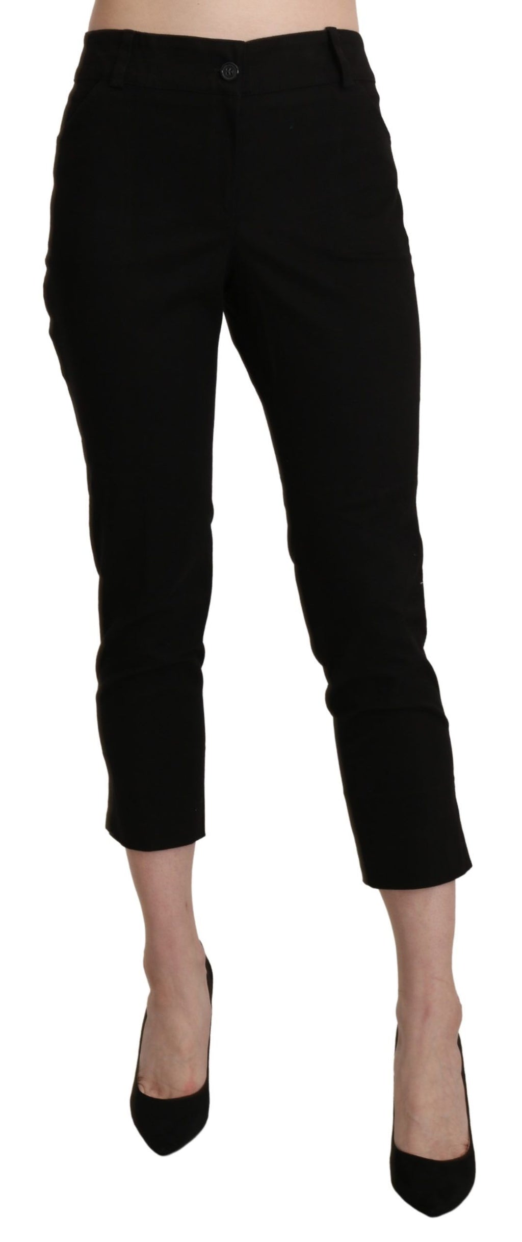 BENCIVENGA Black High Waist Skinny Cropped Dress Pants Trousers