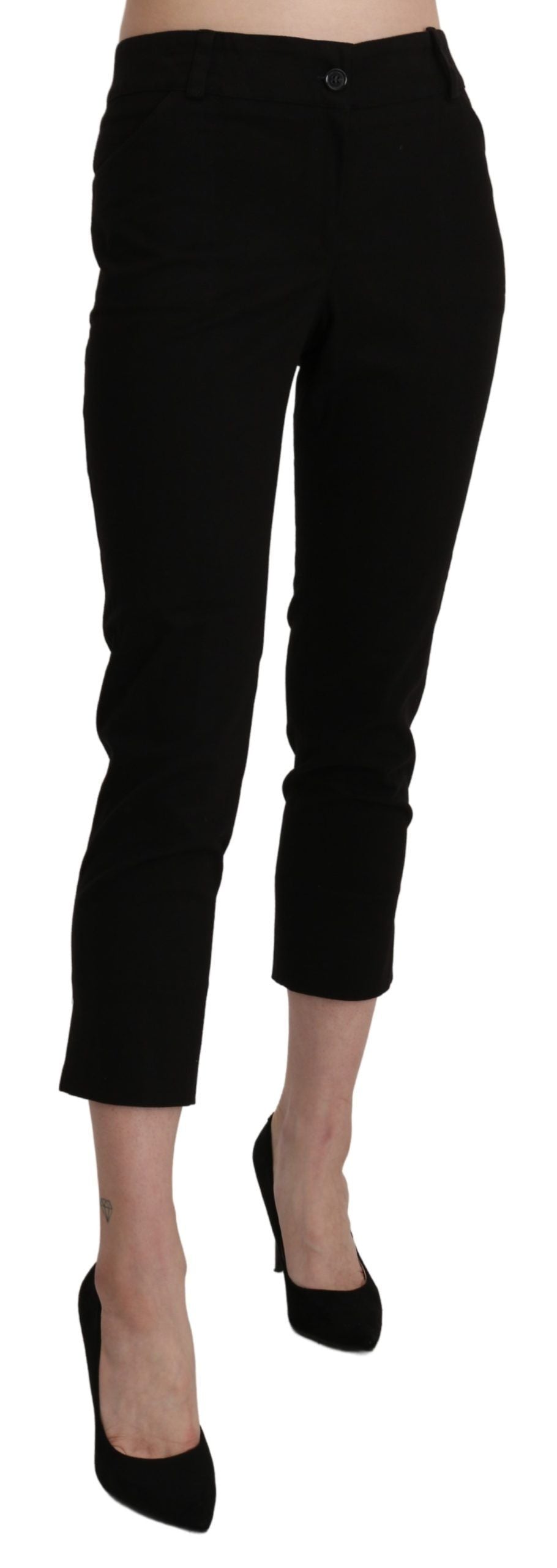 BENCIVENGA Black High Waist Skinny Cropped Dress Pants Trousers