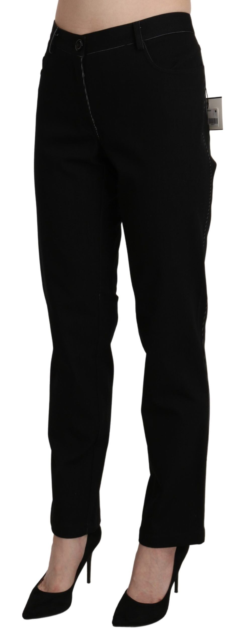 BENCIVENGA Schwarze High Waist Straight Casual Hosenhose