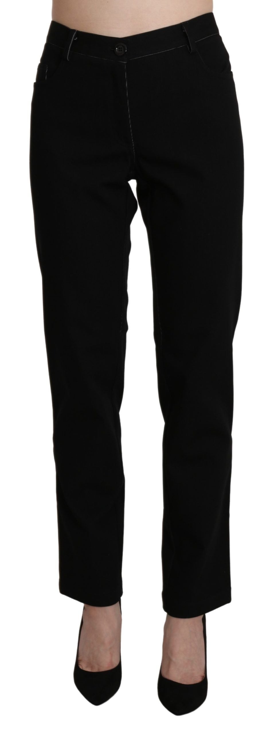 BENCIVENGA Schwarze High Waist Straight Casual Hosenhose