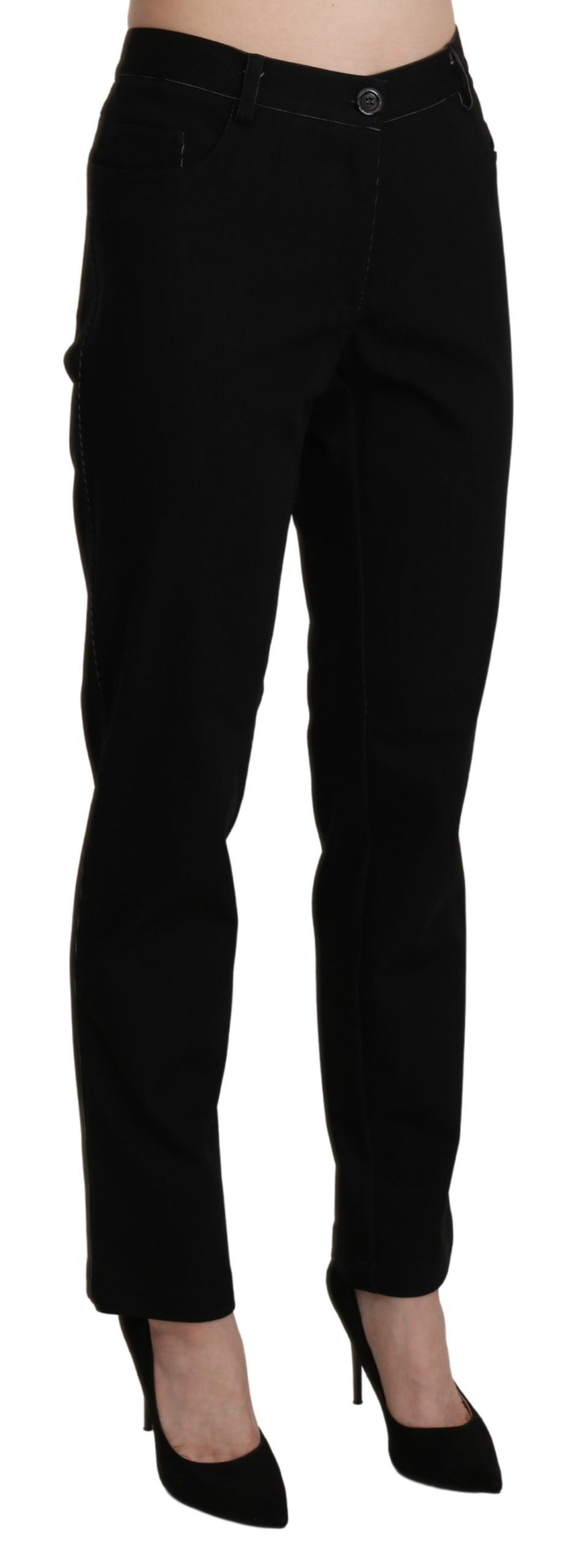 BENCIVENGA Schwarze High Waist Straight Casual Hosenhose