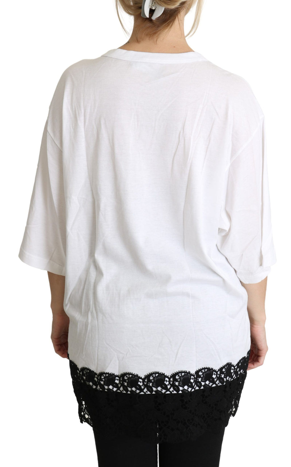 Dolce & Gabbana White Angel Print Cotton Crewneck Shirt Tops