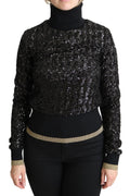Dolce & Gabbana Schwarzer Rollkragenpullover mit Pailletten