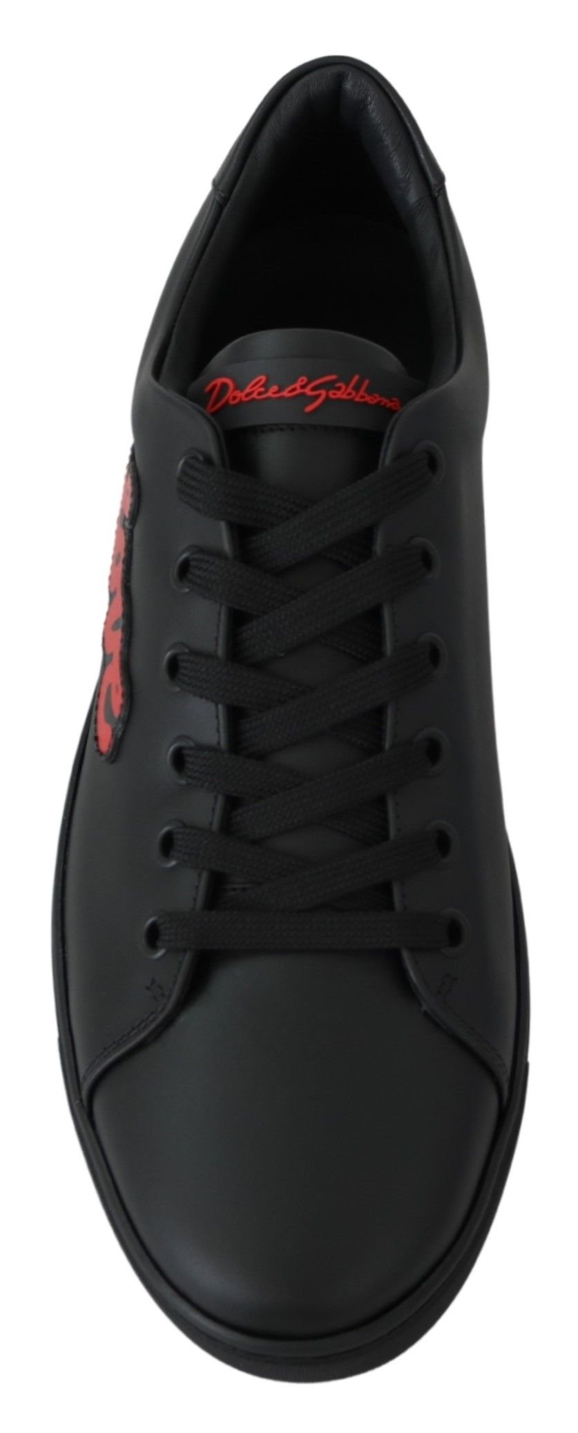 Dolce & Gabbana Schwarz Leder Liebe Herz Turnschuhe Damen Schuhe