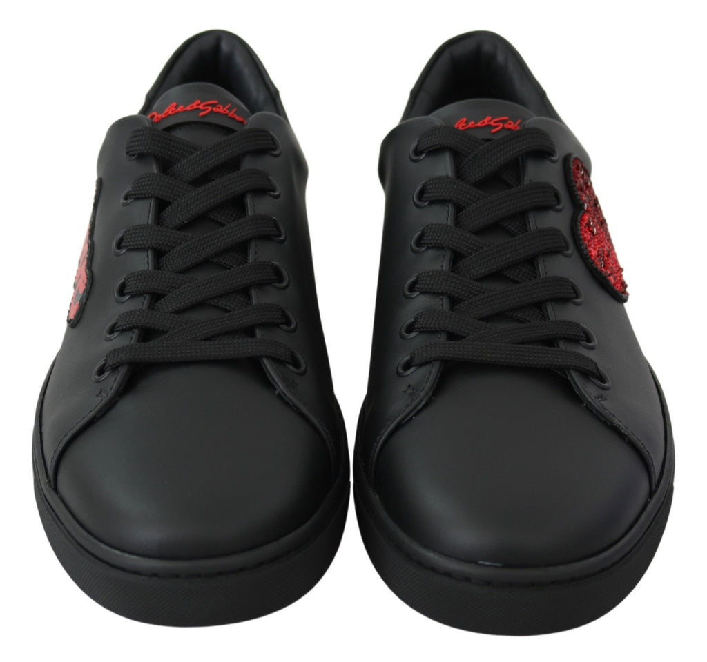 Dolce & Gabbana Schwarz Leder Liebe Herz Turnschuhe Damen Schuhe
