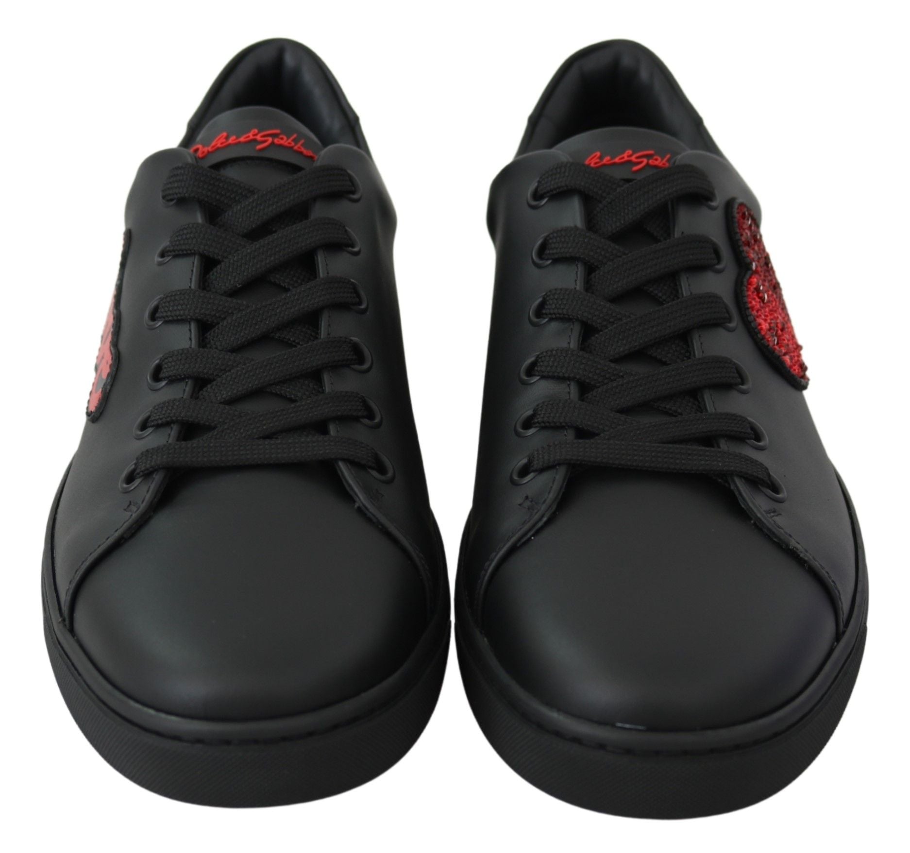 Dolce & Gabbana Schwarz Leder Liebe Herz Turnschuhe Damen Schuhe