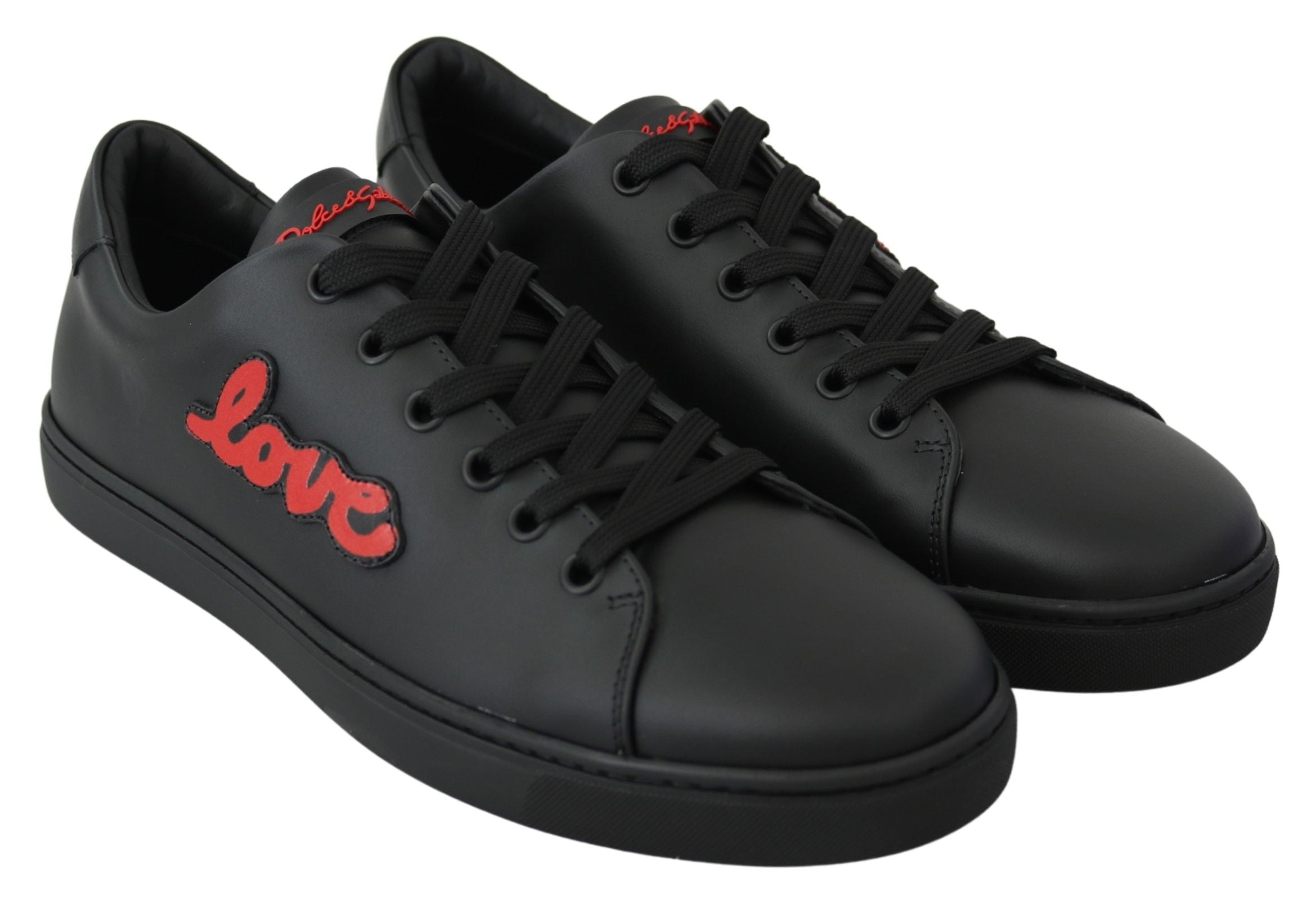 Dolce & Gabbana Schwarz Leder Liebe Herz Turnschuhe Damen Schuhe