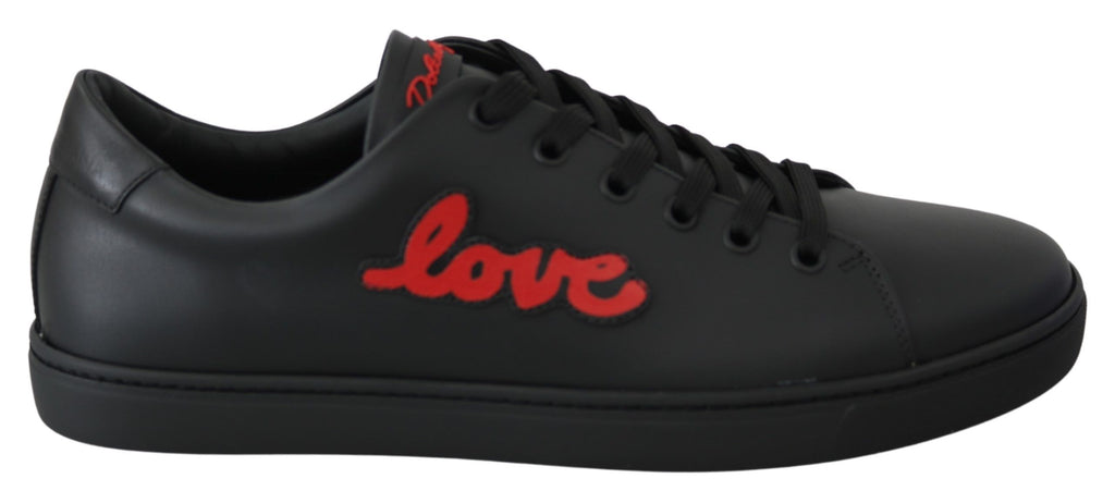 Dolce & Gabbana Schwarz Leder Liebe Herz Turnschuhe Damen Schuhe