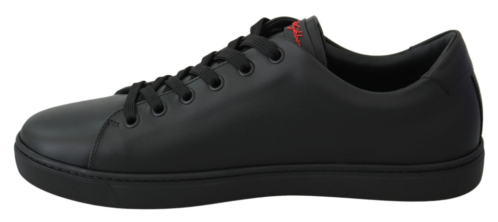 Dolce & Gabbana Schwarz Leder Liebe Herz Turnschuhe Damen Schuhe