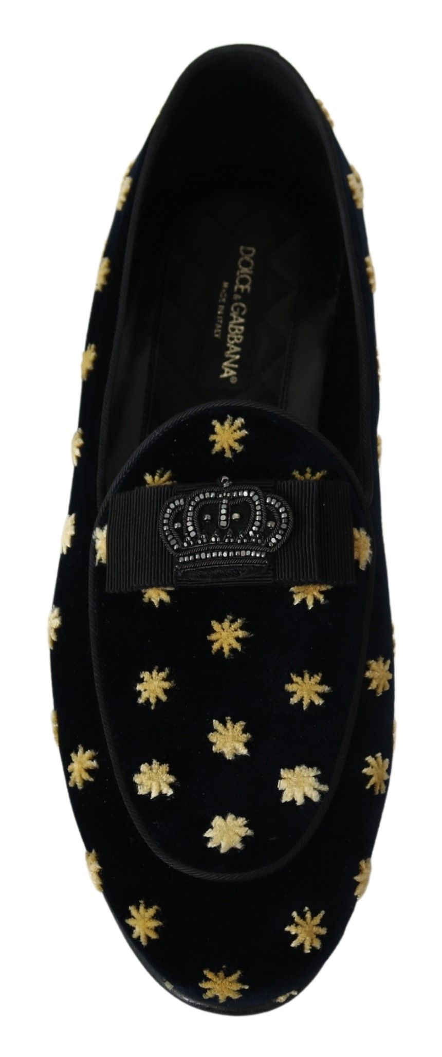 Dolce & Gabbana Blau Samt Krone Hausschuhe Loafers Schuhe
