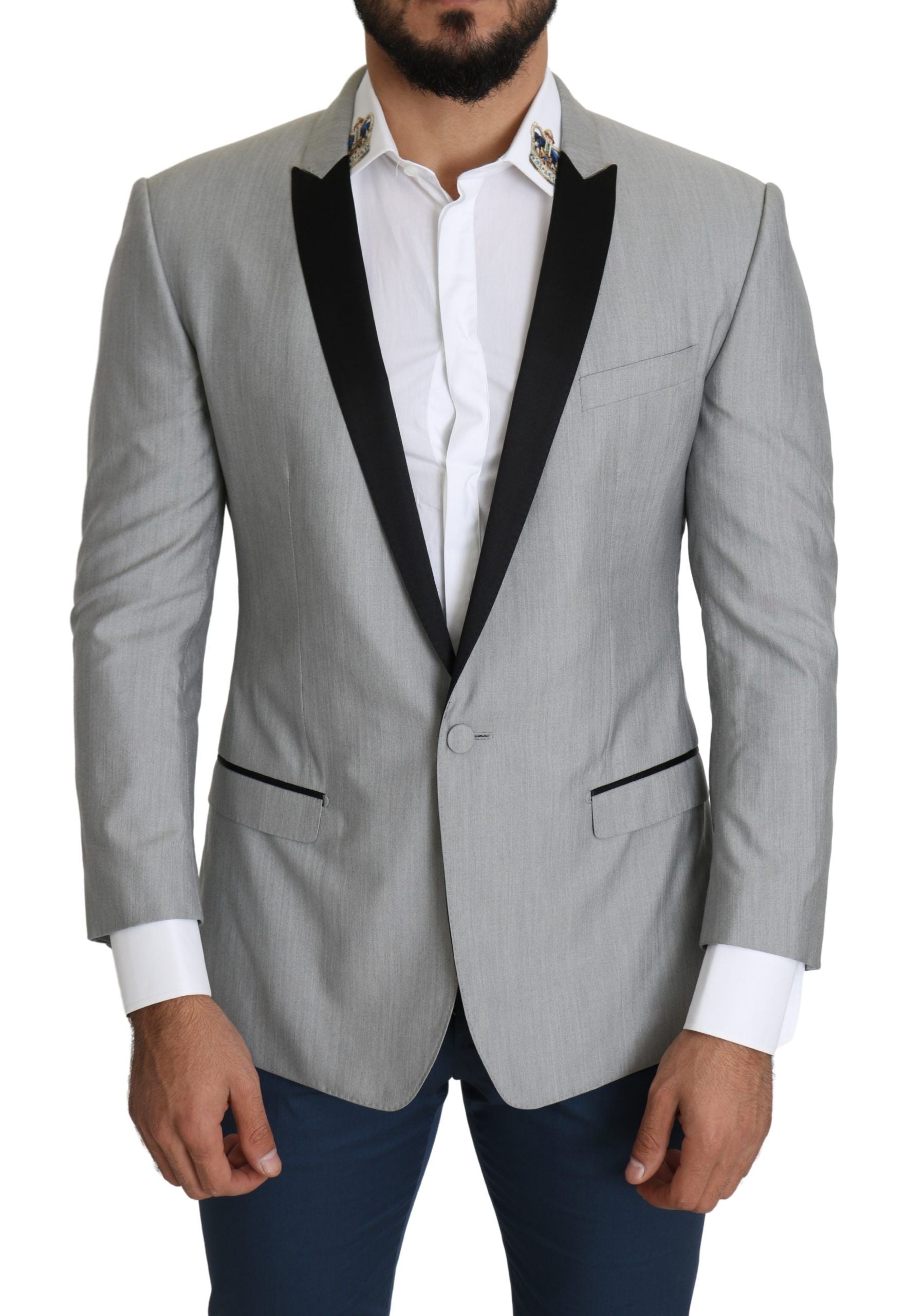 Dolce & Gabbana Light Gray Single-Breasted SARTORIA Blazer