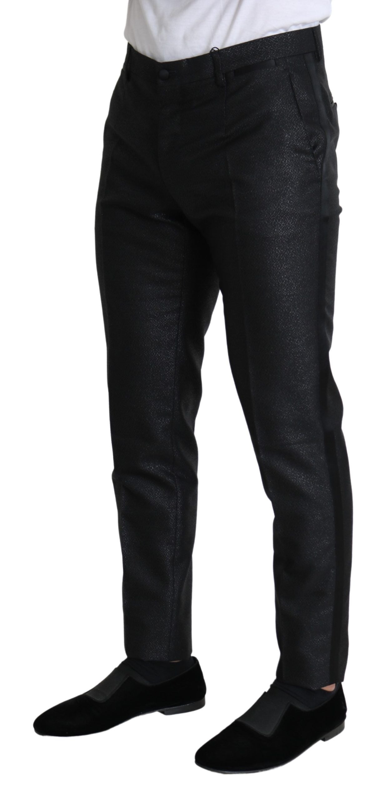 Dolce & Gabbana Schwarzes Metallic-Skinny-Hosenkleid