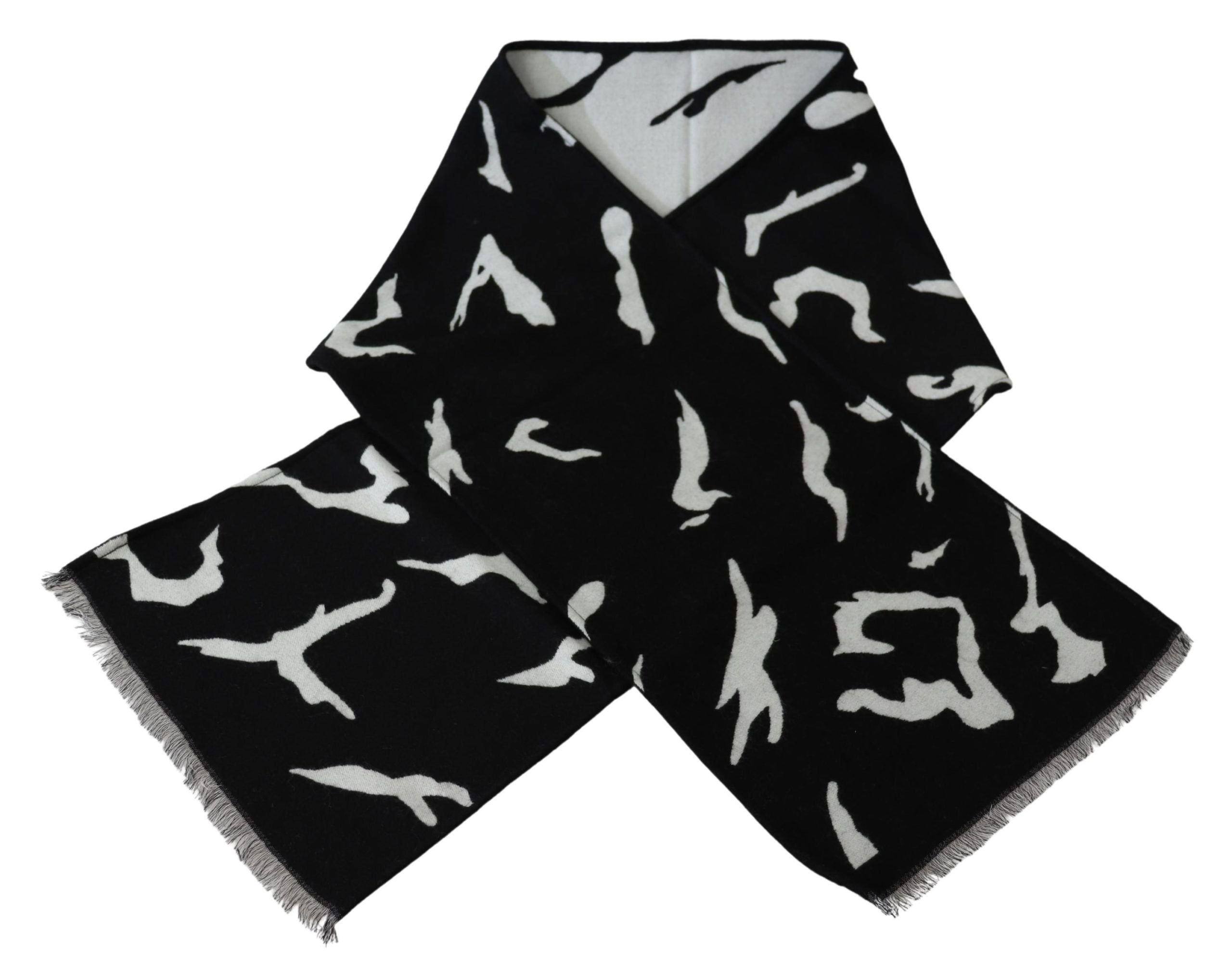 Givenchy Schwarz Weiß Wolle Unisex Winter Warm Schal Wrap Schal