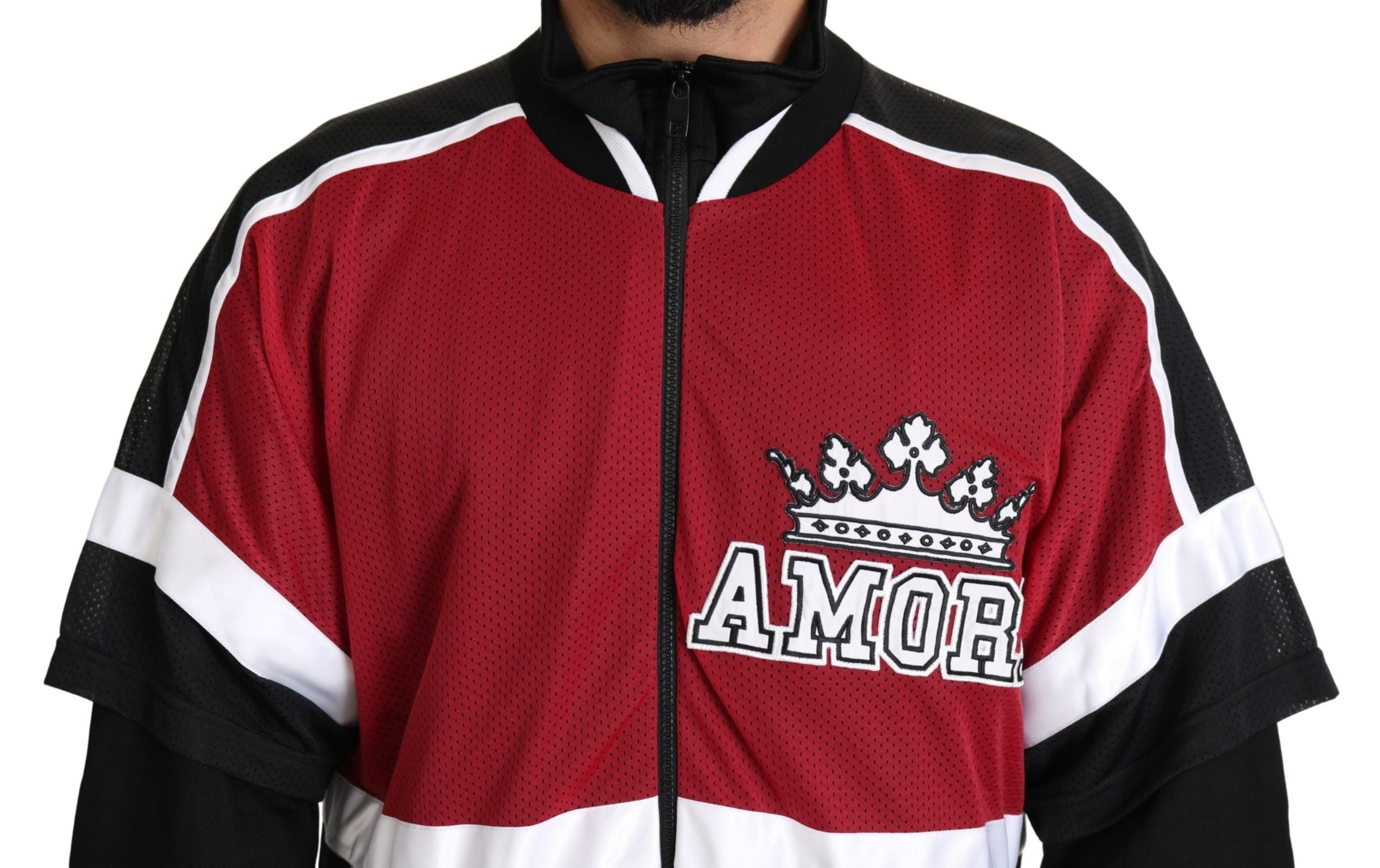 Dolce & Gabbana Rot Schwarz AMORE Sport Pullover mit Reißverschluss