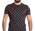 Dolce & Gabbana Men's Dark Grey Cotton T-Shirt with Heart Print