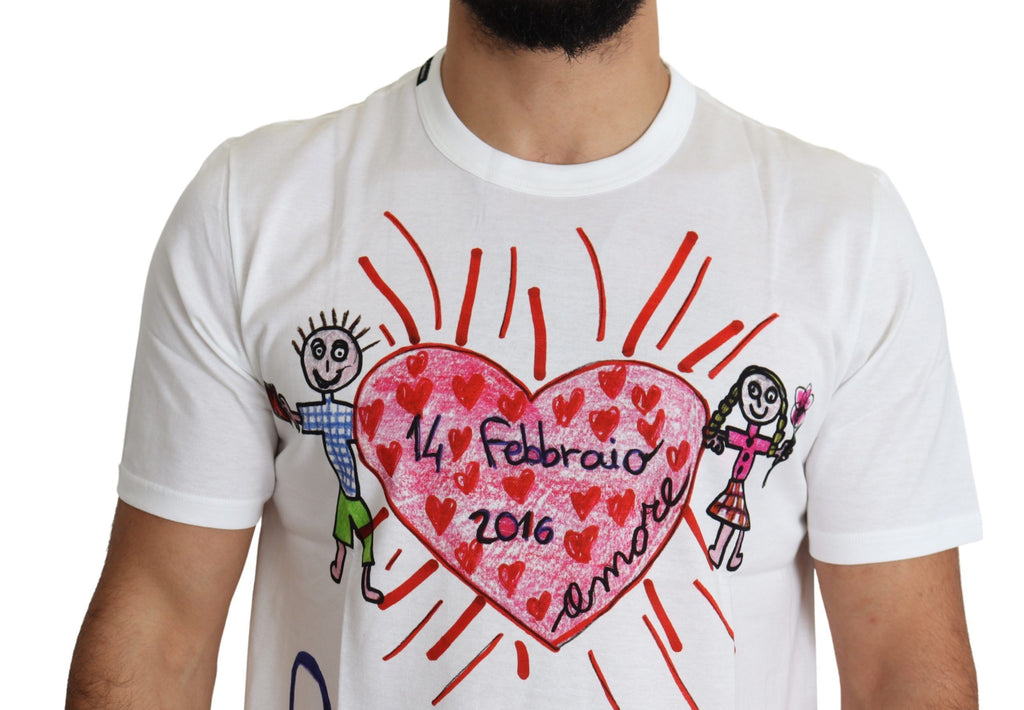 Dolce & Gabbana Weißes Saint Valentine Herzen drucken Männer-T-Shirt