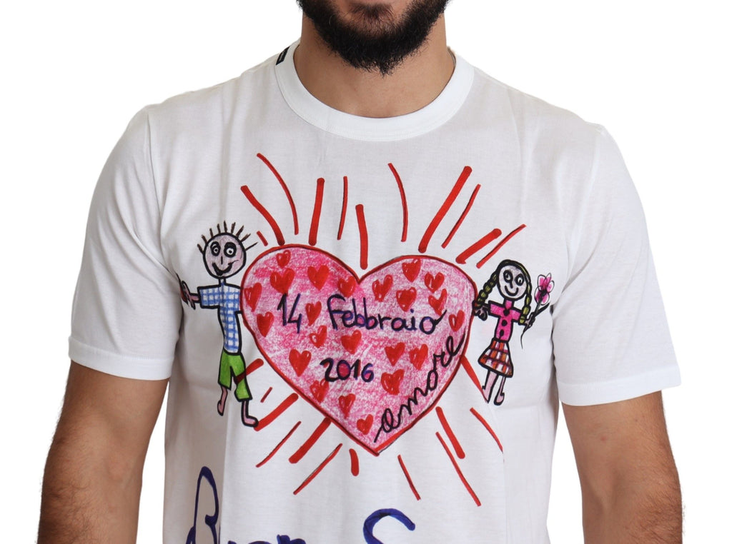 Dolce & Gabbana Weißes Saint Valentine Herzen drucken Männer-T-Shirt