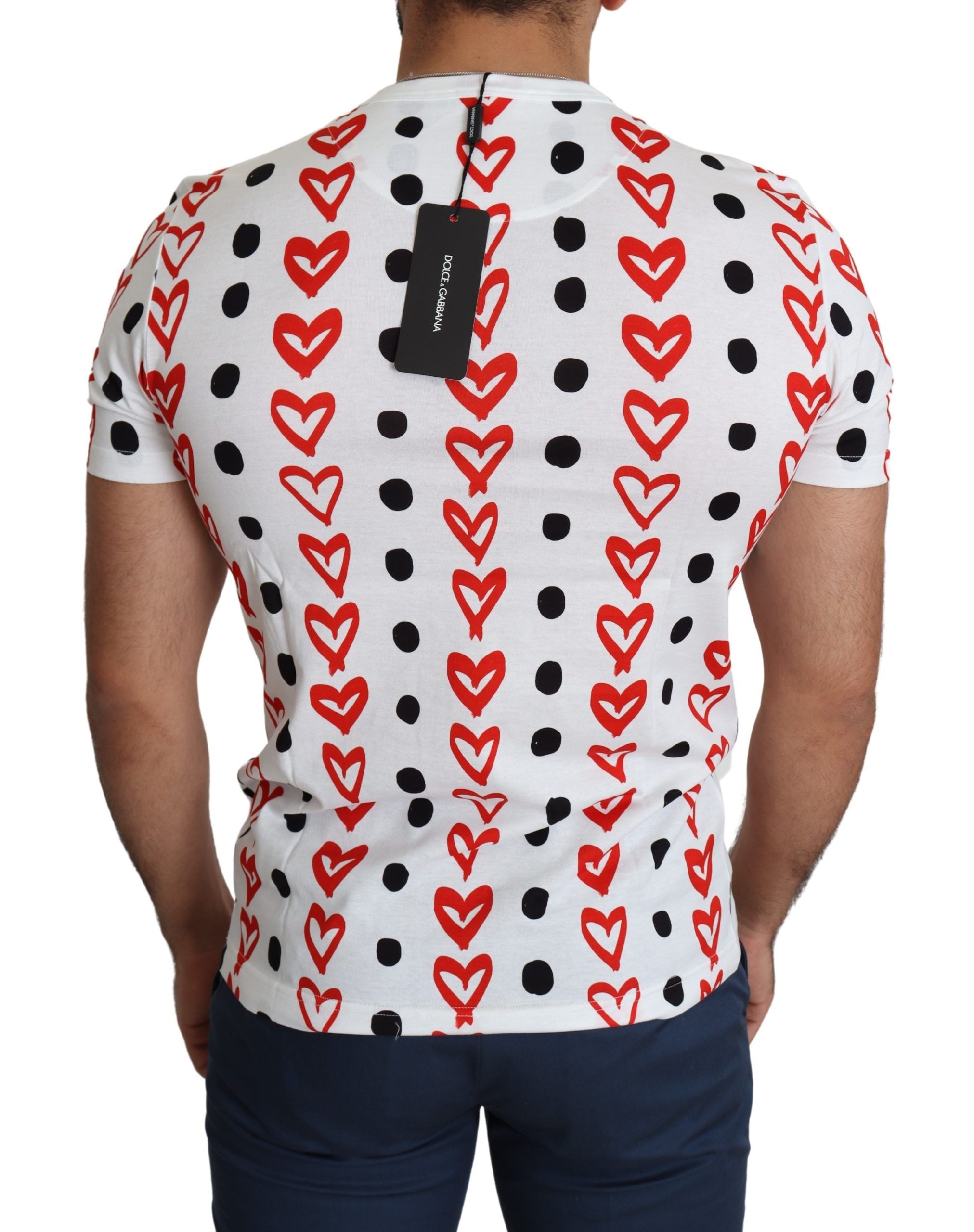 Dolce & Gabbana Weißes Herzen Print Baumwolle Männer Top T-Shirt