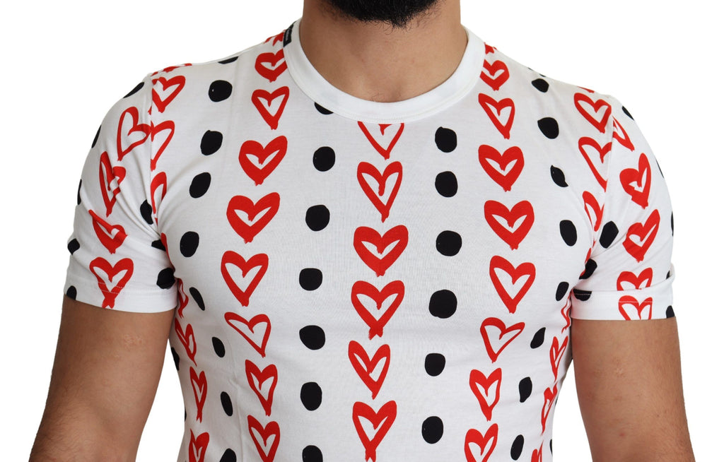 Dolce & Gabbana Weißes Herzen Print Baumwolle Männer Top T-Shirt
