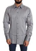 Dolce & Gabbana Gray Cotton Men's Formal GOLD Shirt