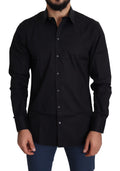 Dolce & Gabbana Black Formal GOLD Stretch Cotton Shirt