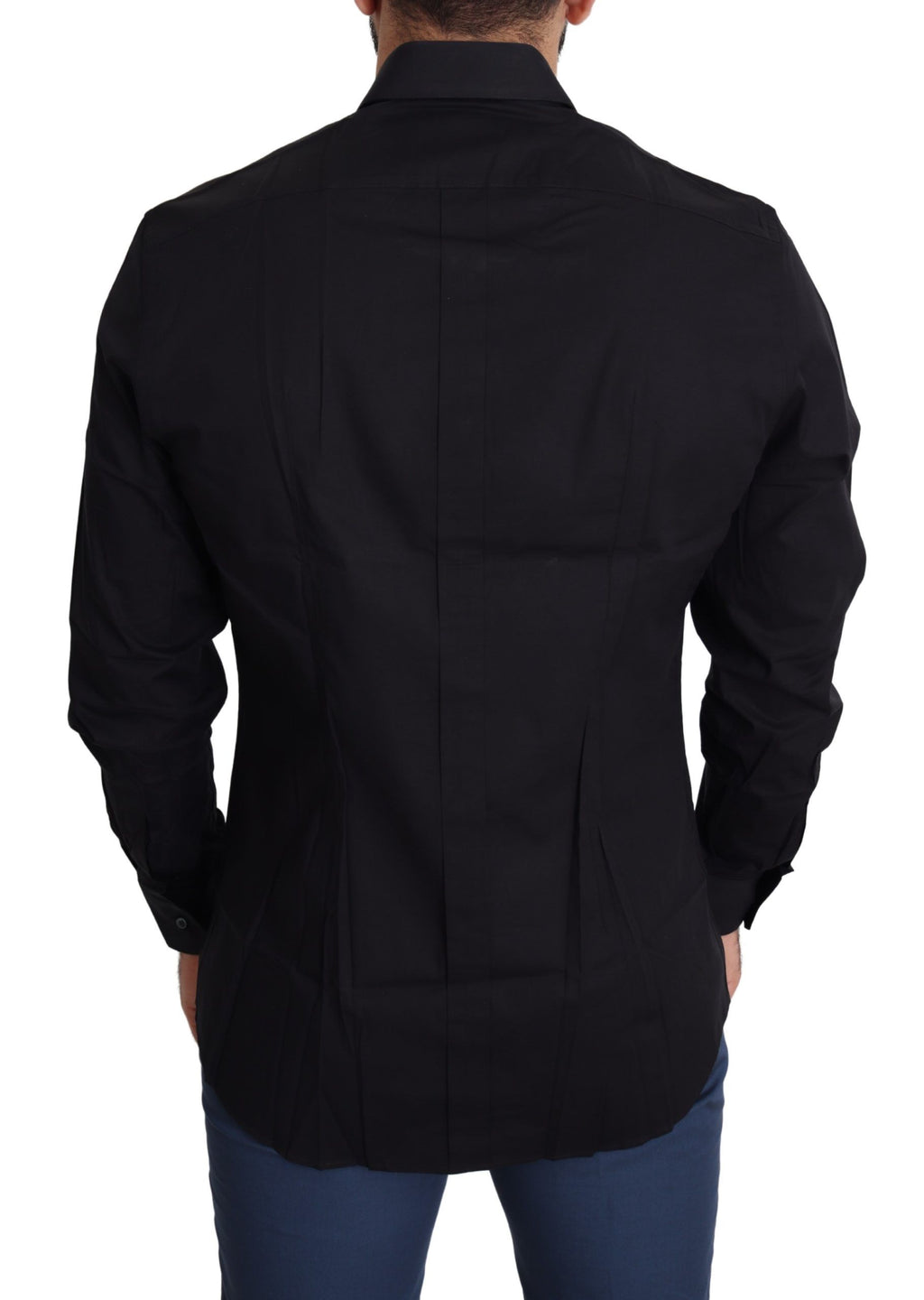 Dolce & Gabbana Black Formal GOLD Stretch Cotton Shirt
