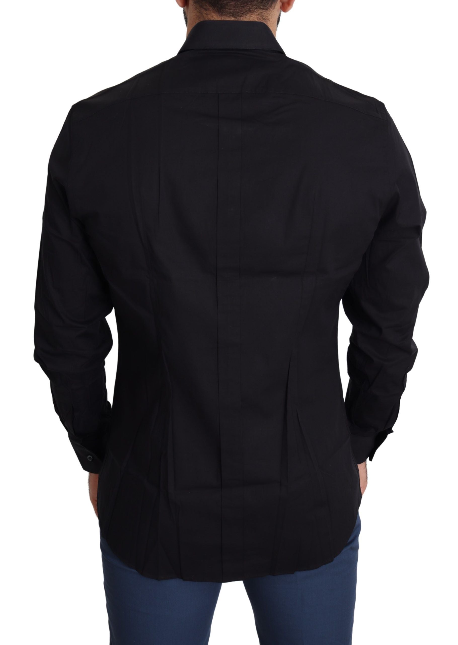 Dolce & Gabbana Black Formal GOLD Stretch Cotton Shirt
