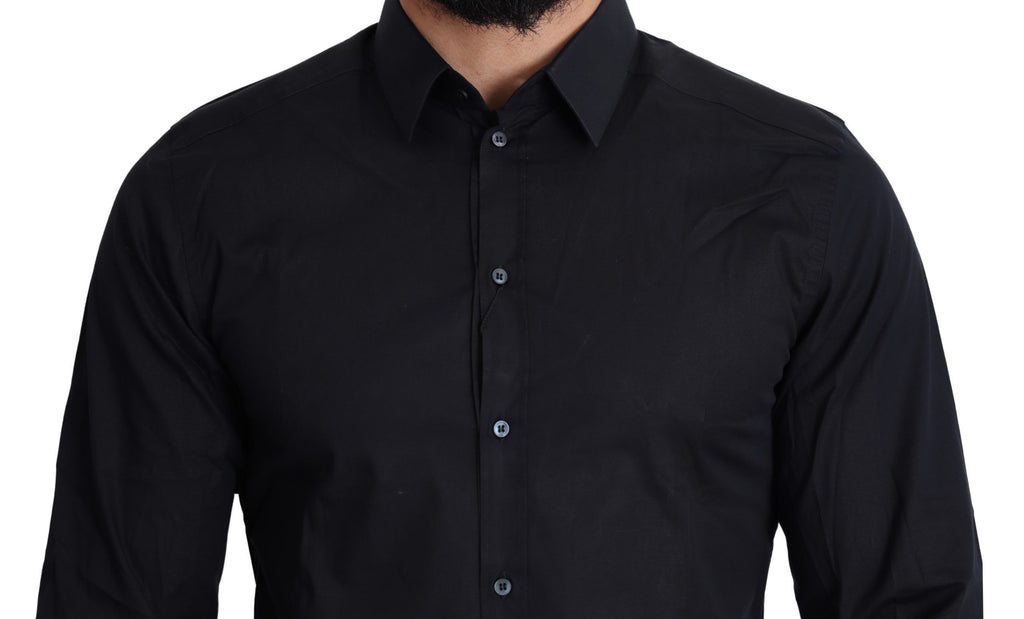 Dolce & Gabbana Blaues Formal GOLD Hemd aus Baumwolle