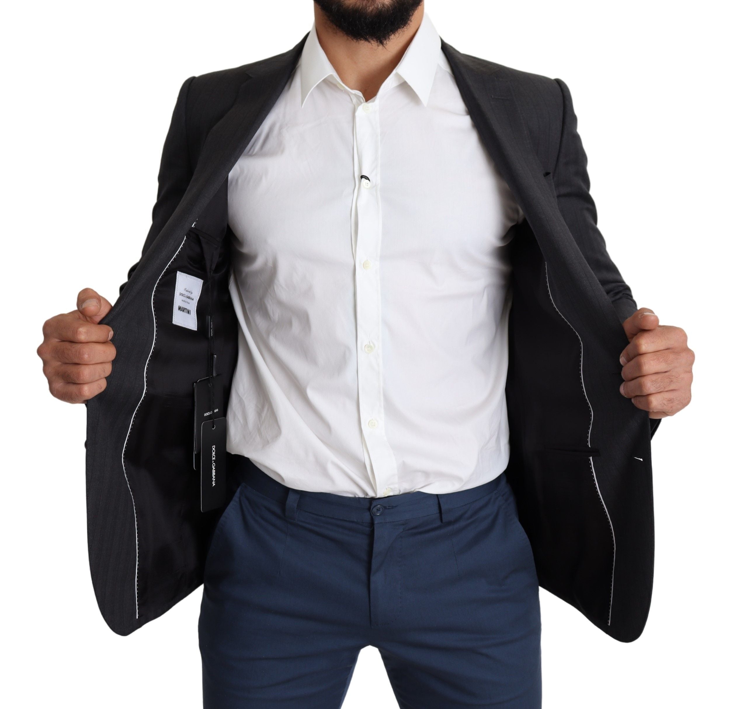 Dolce & Gabbana Black Single-Breasted Wool Coat MARTINI Blazer