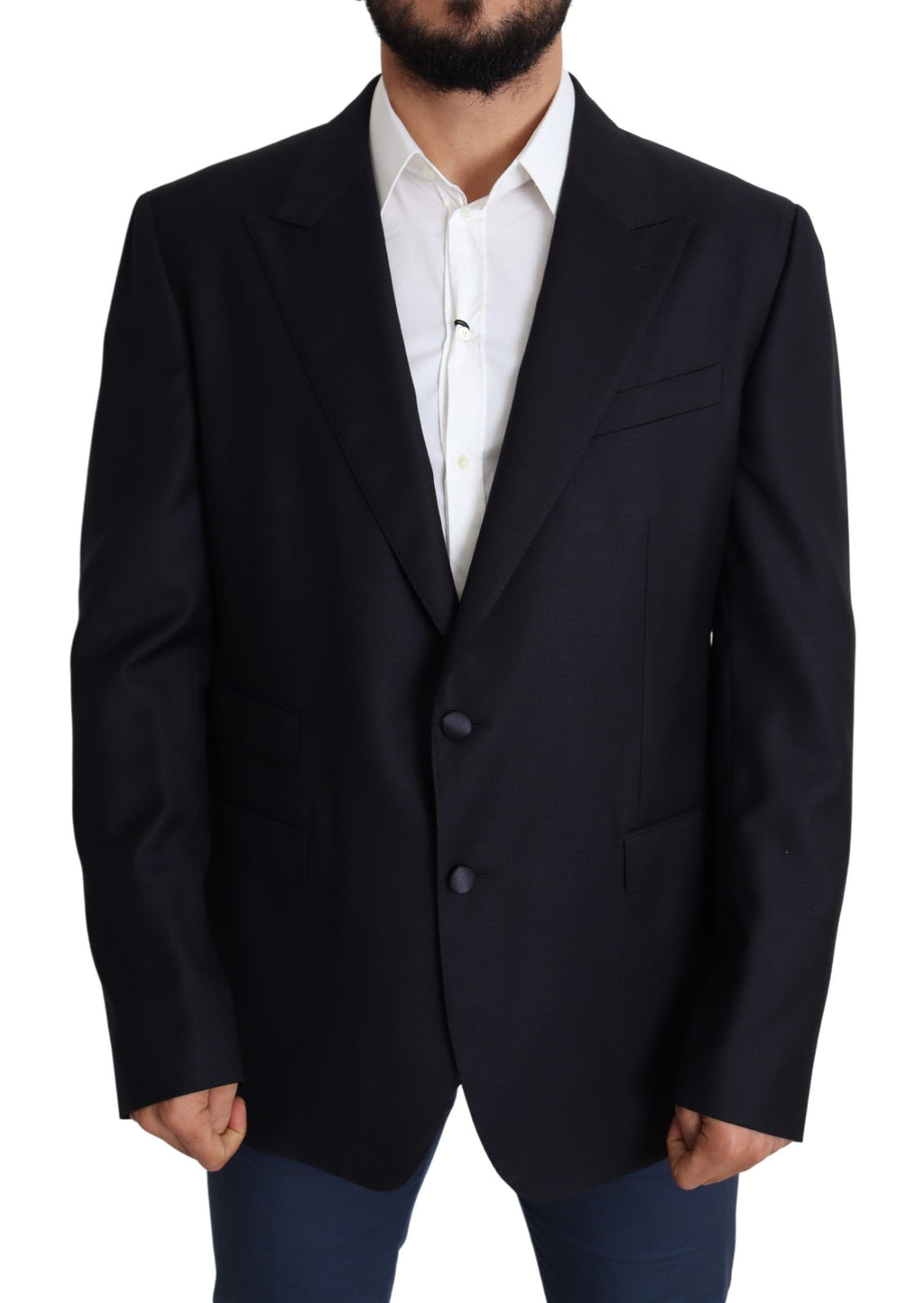 Dolce & Gabbana Schwarzer einreihiger NAPOLI-Blazer aus Wolle