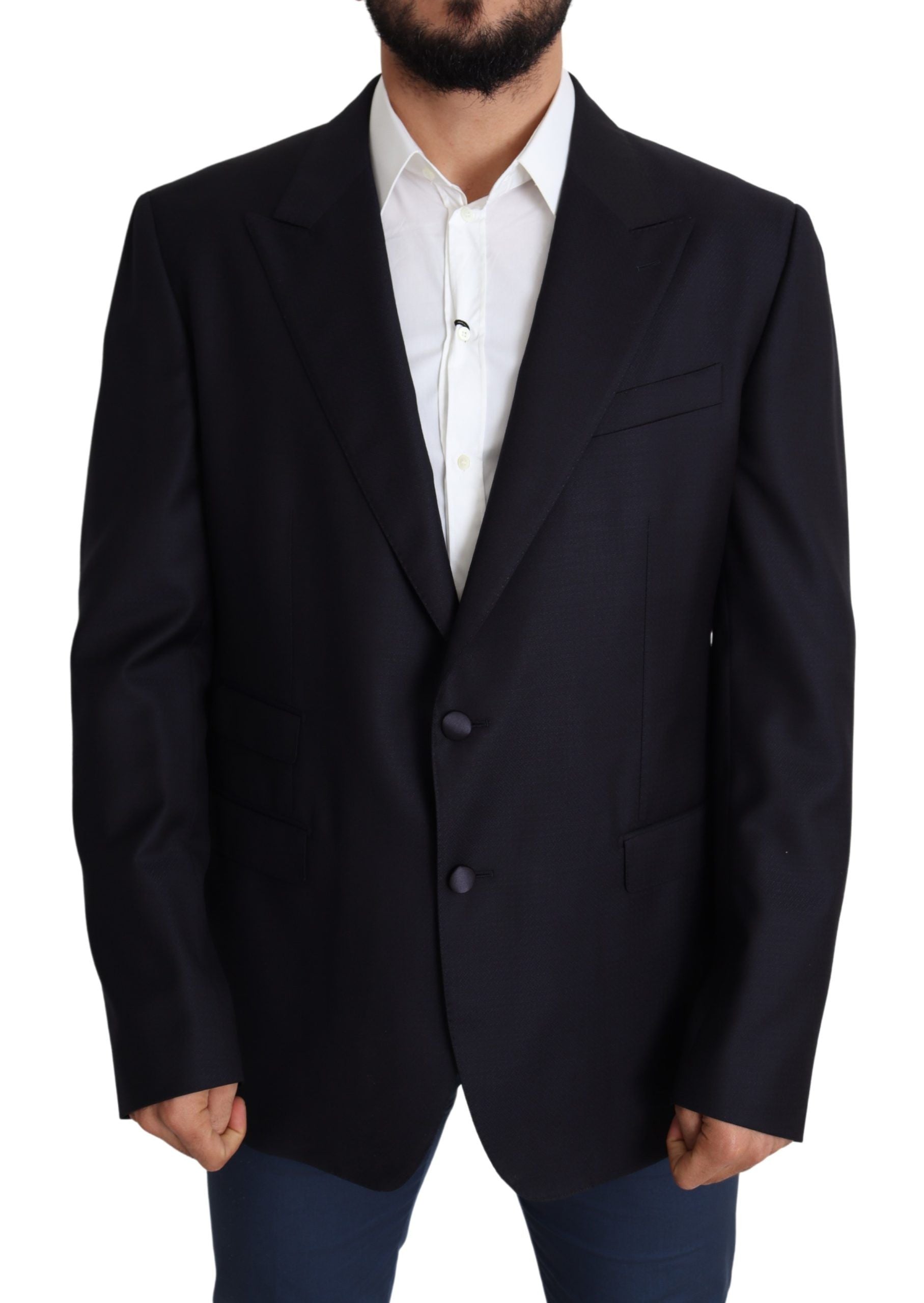 Dolce & Gabbana Schwarzer einreihiger NAPOLI-Blazer aus Wolle