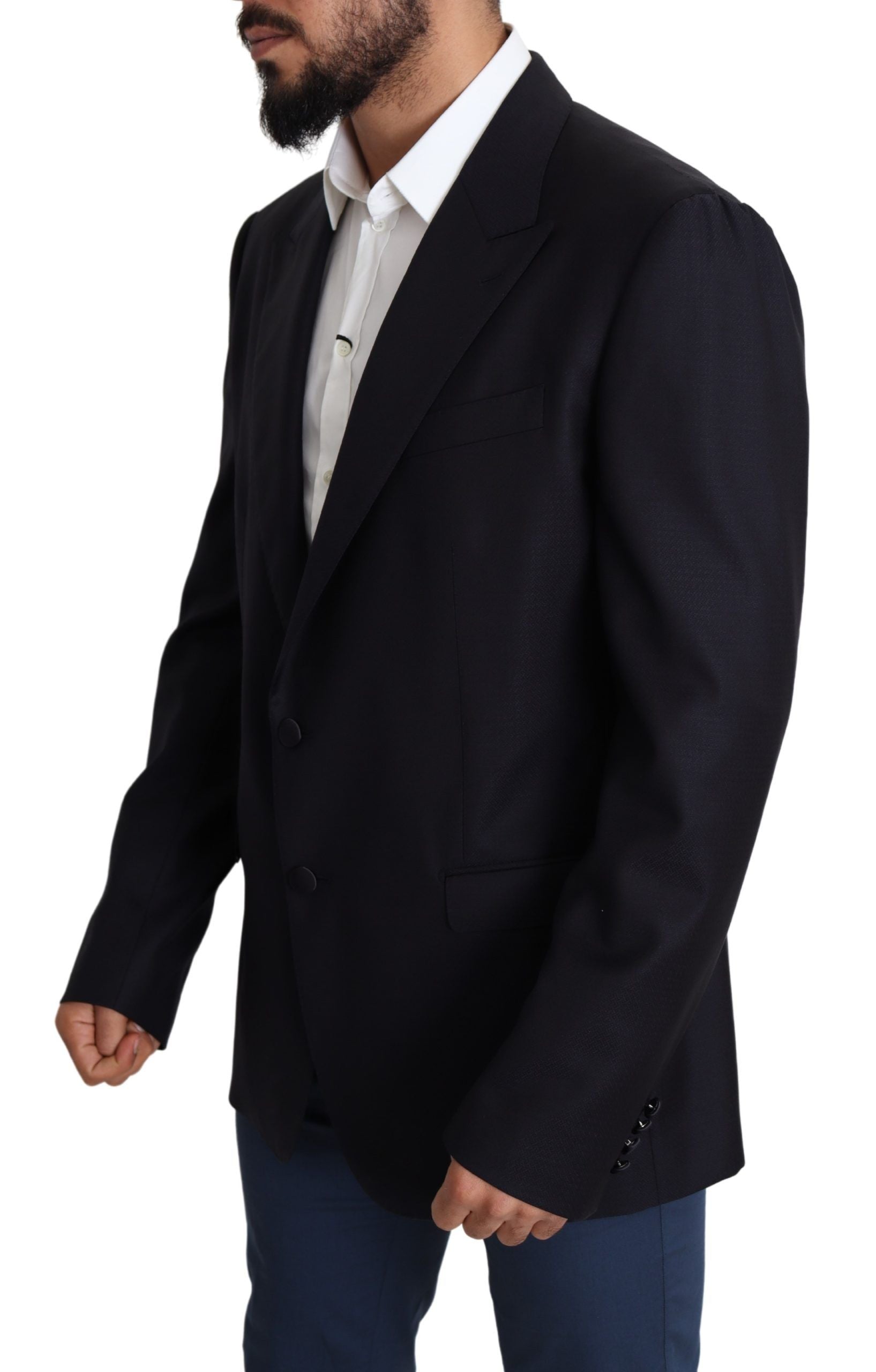 Dolce & Gabbana Schwarzer einreihiger NAPOLI-Blazer aus Wolle