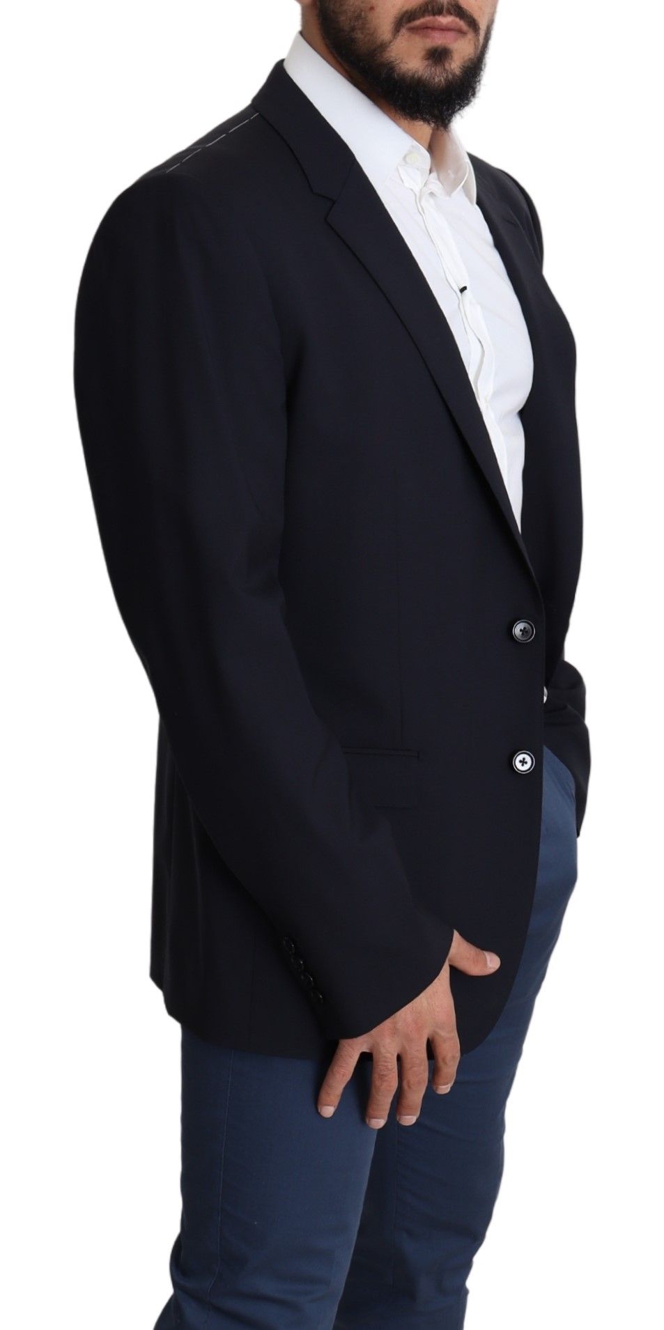Dolce & Gabbana Schwarzer Woll-Stretch-Mantel MARTINI Blazer