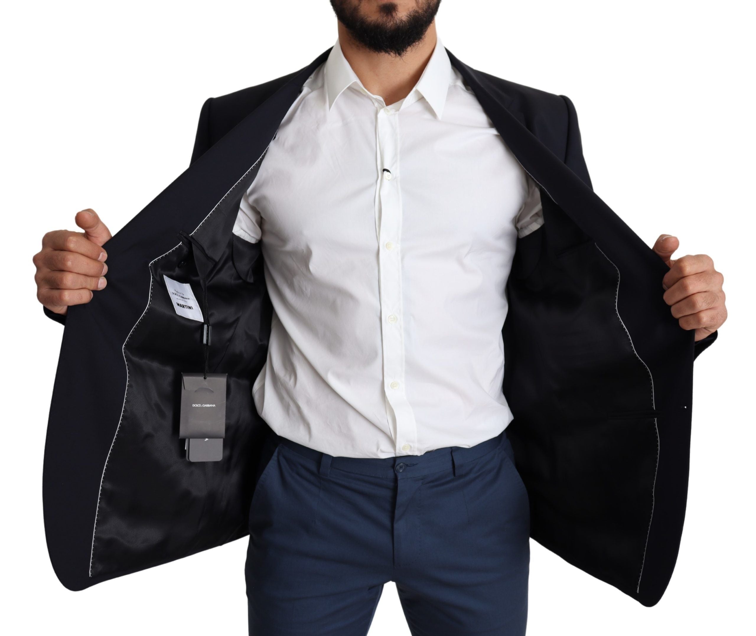 Dolce & Gabbana Schwarzer Woll-Stretch-Mantel MARTINI Blazer