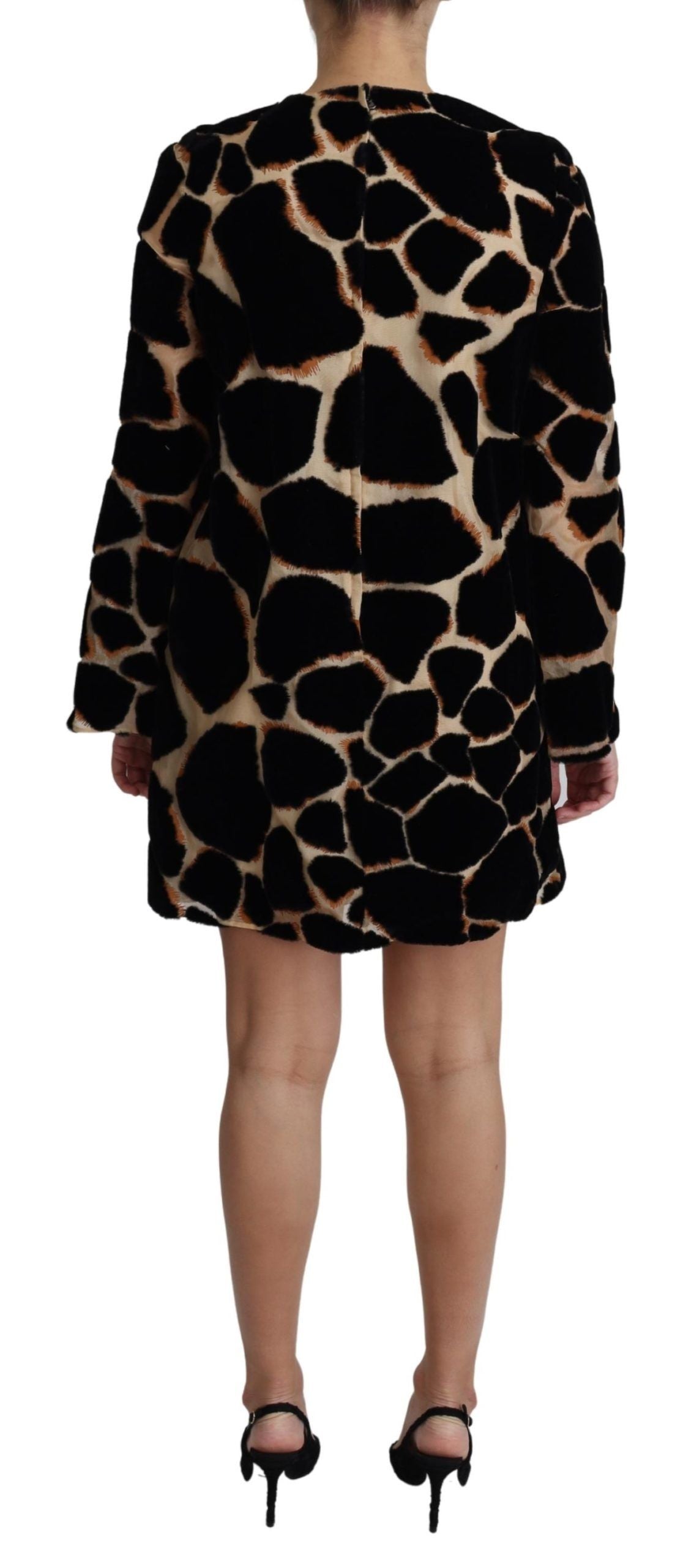 Dolce & Gabbana Black Giraffe Print Mini Dress