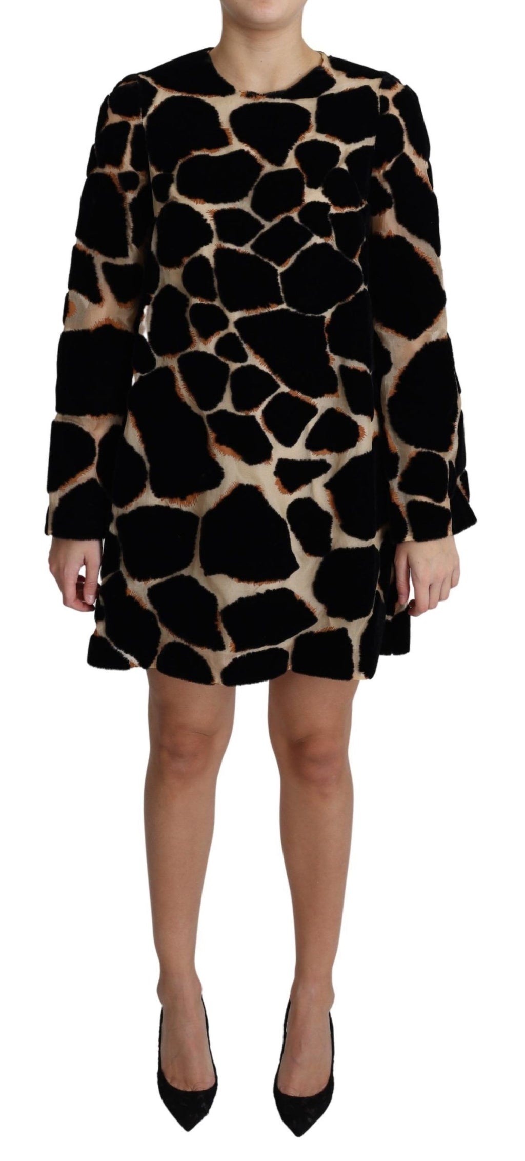 Dolce & Gabbana Black Giraffe Print Mini Dress