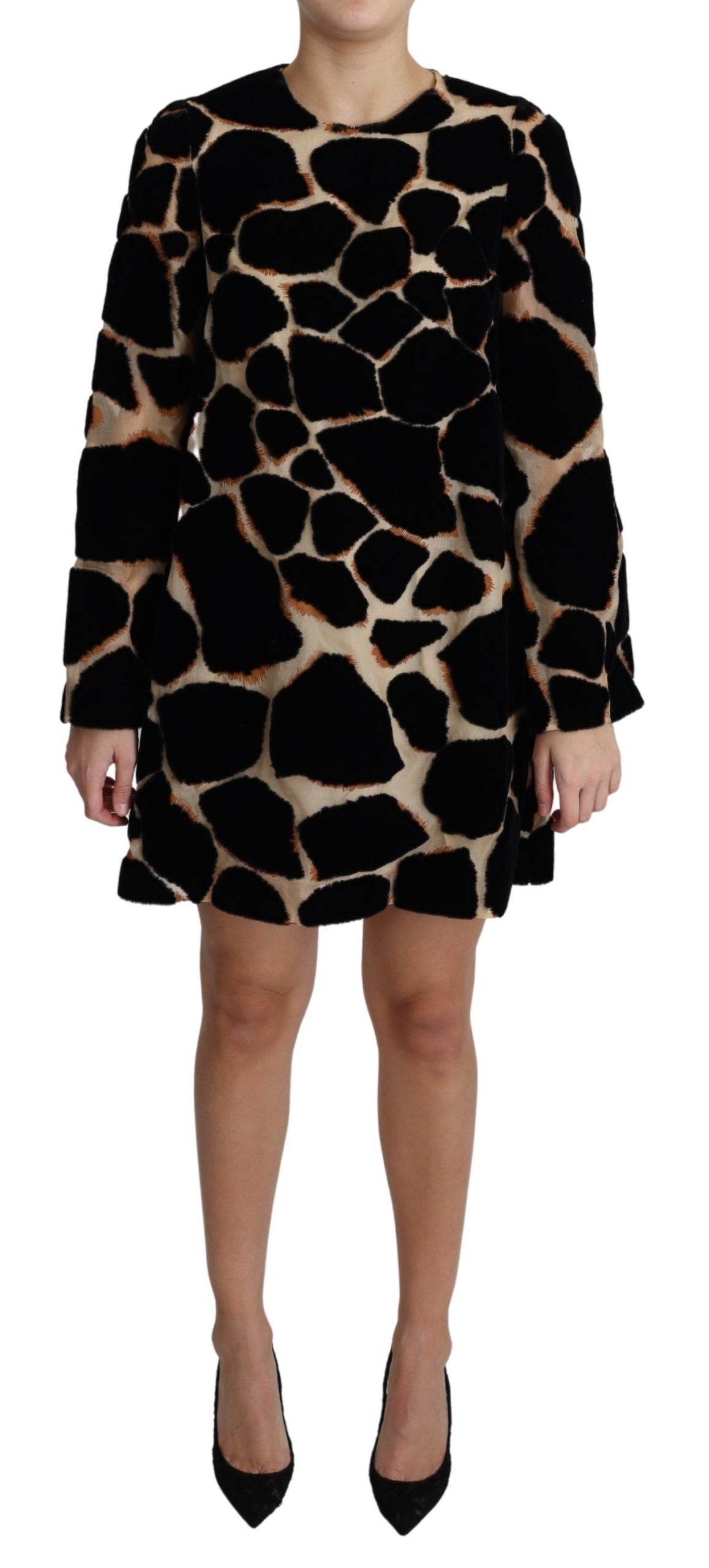 Dolce & Gabbana Black Giraffe Print Mini Dress