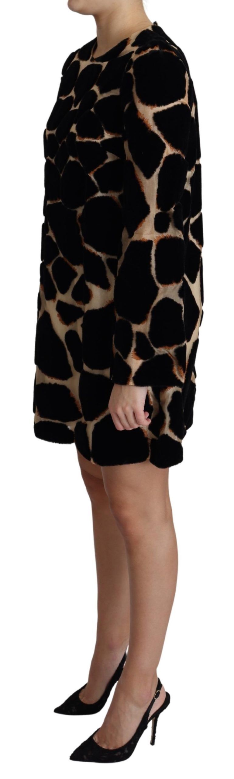 Dolce & Gabbana Black Giraffe Print Mini Dress
