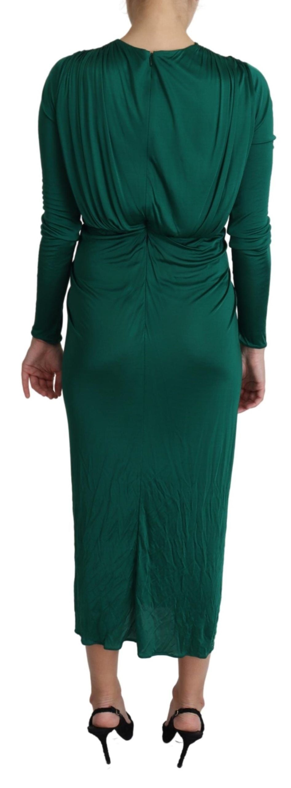 Dolce & Gabbana Grünes Midi-Kleid mit taillierter Silhouette aus Viskose