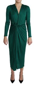 Dolce & Gabbana Grünes Midi-Kleid mit taillierter Silhouette aus Viskose